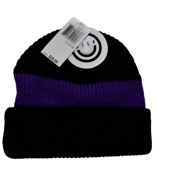 Neff Mens Neff Forever Fun Black & Purple Barge Cuff Beanie Hat New With Tags - Picture 3 of 4